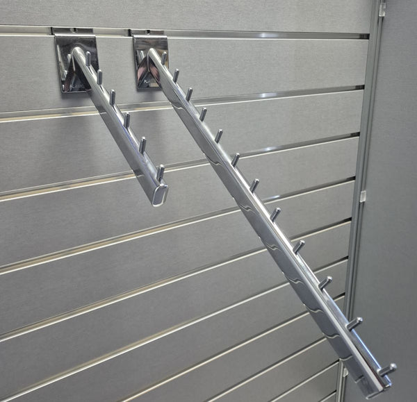 sloping 6 and 9 pin arm bracket on slatwall
