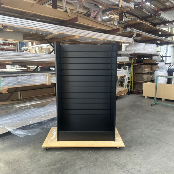 Plankwall freestanding panel display walls with side walls and matching black pvc inserts 