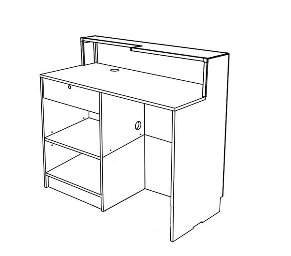 Illustration of large Plankwall Cashier Desk with raised front section