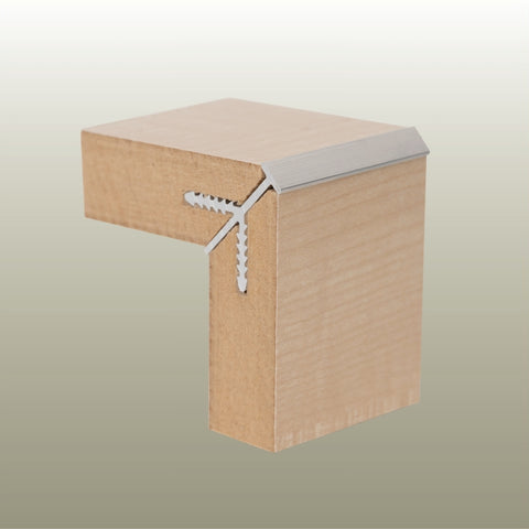 product shot of a Stickman low profile corner join for MDF panels on a gold background