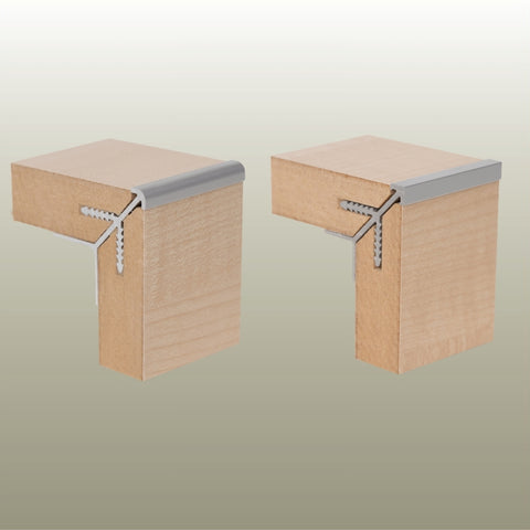 close ups of Stickman slimline Aluminium Extrusions: MC18 and MCS18 Exterior Corner join 