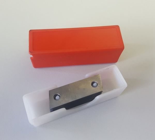 close up shot of MCV router bit 10 replacement blades pack on a white background
