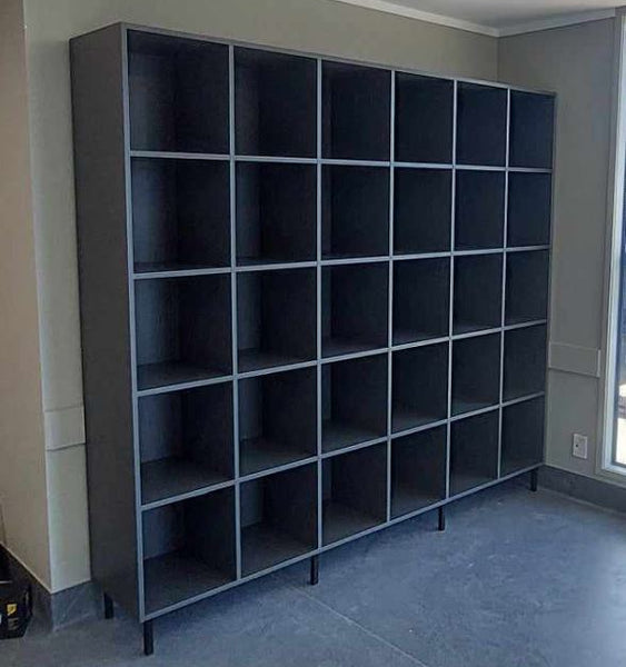 Plankwall Open Cubes Display & Storage Shelves - Large, Black  in a retail store setting