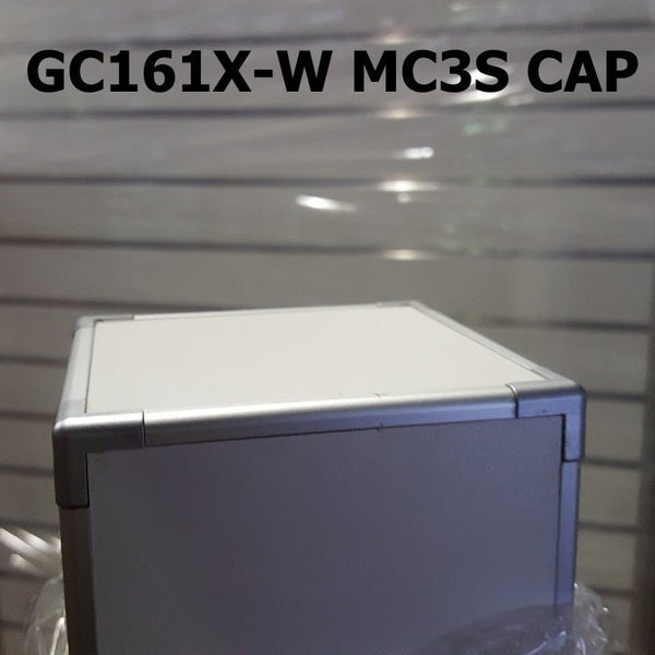 a close-up detail of garment retail display stand's edge capping and slim line edge