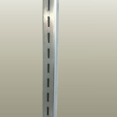 Heavy duty mild steel wall channel rail for commercial and retail needs.