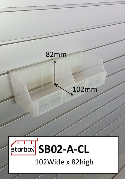 example of slatbox display container dividers shown on slatwall 