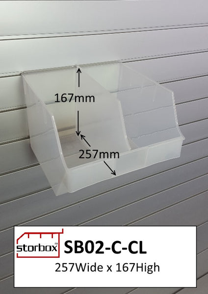 photo of slatbox display container divider on grey slatwall