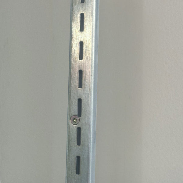 slotted wall channel in mild steel shown here as a heavy duty choice for retail and commercial shelving