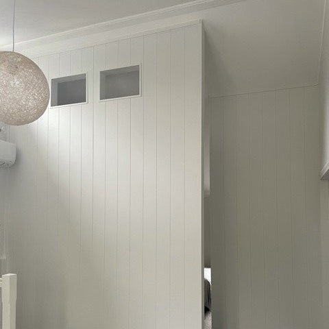 Plankwall 150mm V Groove painted walls close up