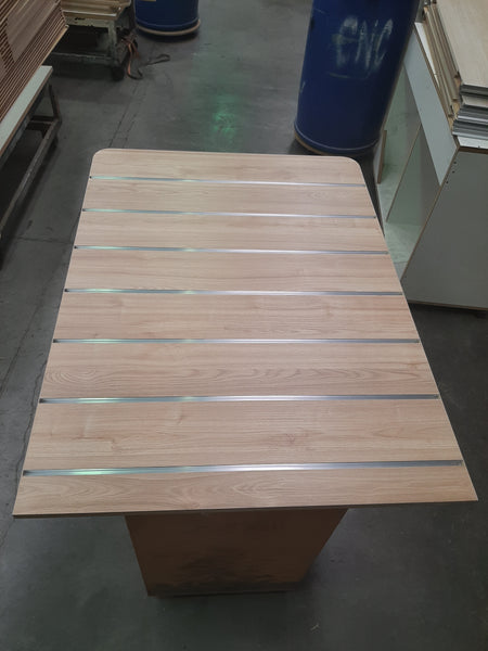 Plankwall Wood Grain 150mm slatwall panel in factory