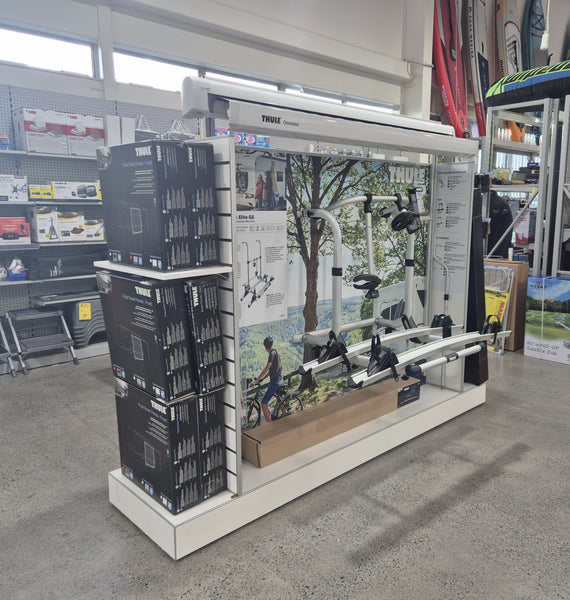 Plankwall retail display slatwall gondola bespoke bike display