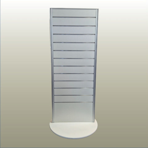White Plankwall R156NR two-sided non-rotating retail display stand - hero shot - on a gold background