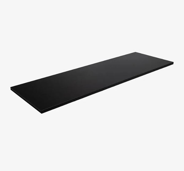 A single black melamine shelf