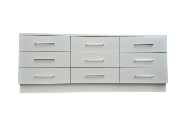 Plankwall large shelving unit with 9 shelves in white on a white background.
