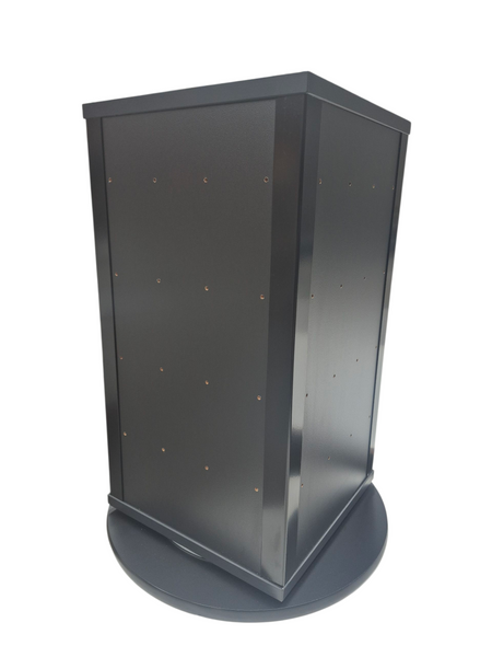Plankwall Counter Top Retail Display stands in black with holes for hanging prongs.