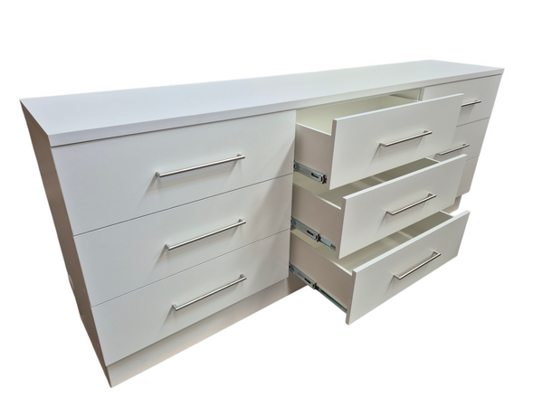 Plankwall large white shelving unit with 9 shelves on a white background