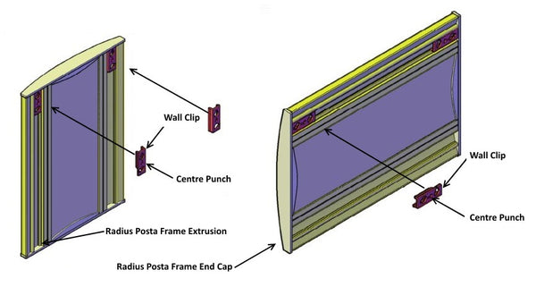 Radius retail sign frames diagram of attachments