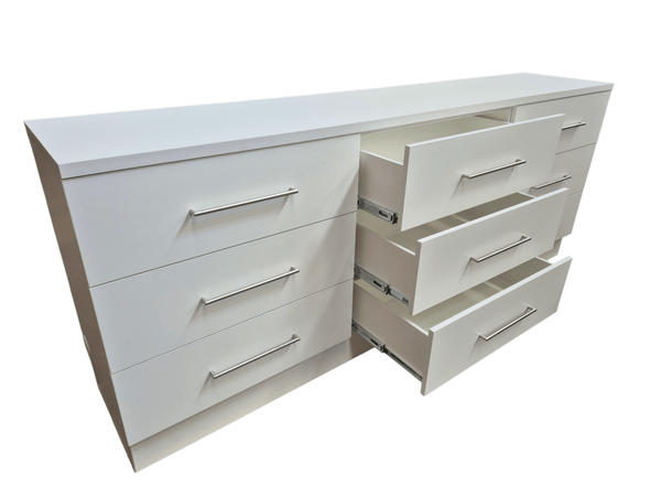 Plankwall large white shelving unit with 9 shelves on a white background