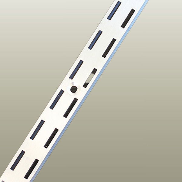 Plankwall slotted wall channel to support slotted shelf brackets in retail display walls in natural finish shown here