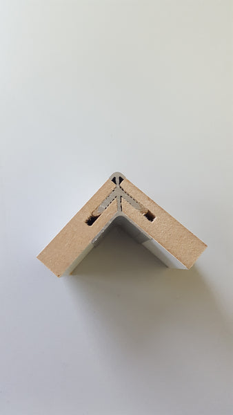 close up of Stickman MC12 corner join joining two 12mm MDF panels