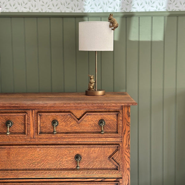 W groove panel painted green in bedroon