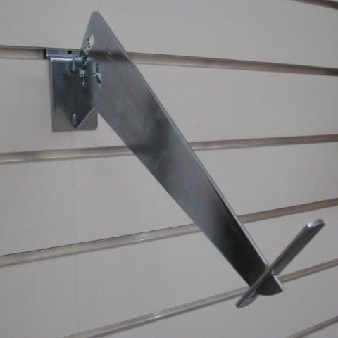 photo of an adjustable tilted shelf bracket for Plankwall® slatwall systems