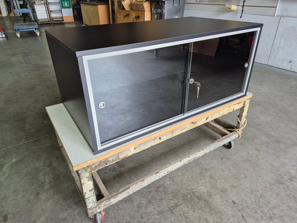 Custom glass  front sliding door low cabinet