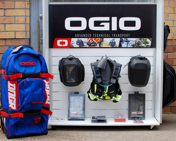 Outdoor equipment displayed on G18 slatwall gondola retail display stand on wheels, New Zealand made display fixture by Plankwall Auckland.