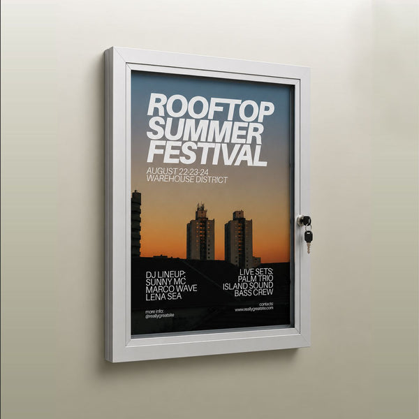 display your feature advertising out doors!! Radius lockable outdoors frame keep your advertising tidy and safe from the elements 