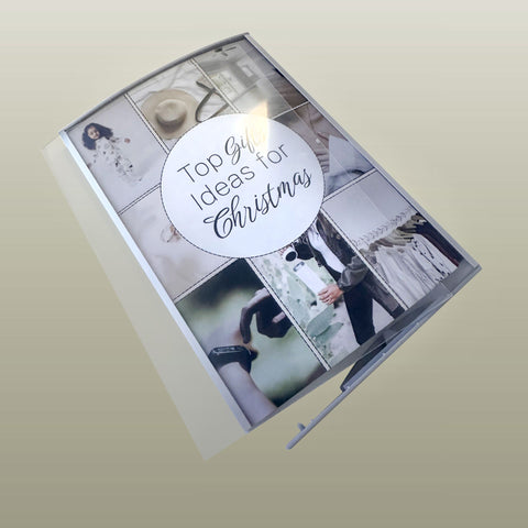 this radius a4 frame can easily swap out all your marketing material needs. The slight curve gives a premium retail feel. Shown here with protection sheet