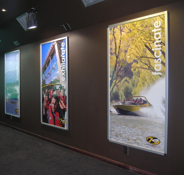 Plankwall aluminium poster snap frame with a Split Rail wall mounting system, designed for fast and effortless graphic swaps in retail or hospitality environments.