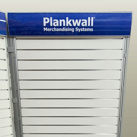 Photo of Plankwall slatwall with radius sign frames - headers