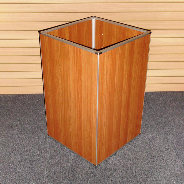 retail display bin in wood without the acrylic panels shown here