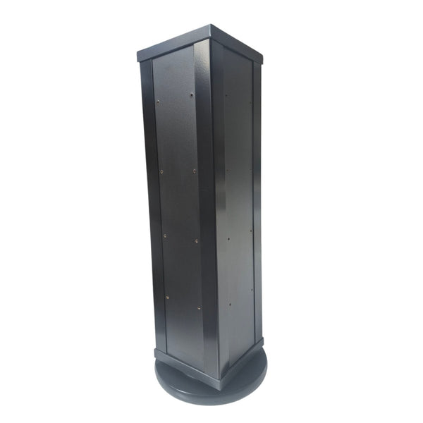 Tall Plankwall Counter Top Retail Display stands made-to-order and specialised in all black with holes for hanging prongs.