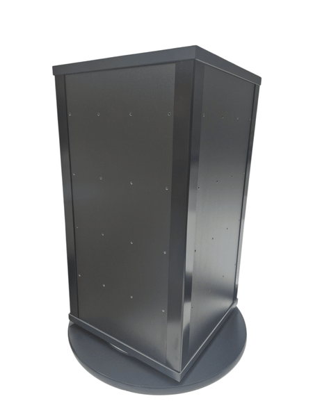 Plankwall Counter Top Retail Display stands in black with holes for hanging prongs.