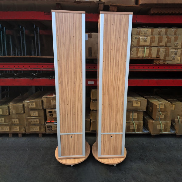 customise Plankwall four sided display stand tower with drill holes and bestwood laminate shown here