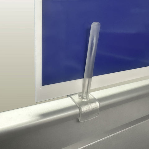 Plankwall Gondola 18 Card Holder holding a retail sign on an 18 mm panel gondola shelf display.