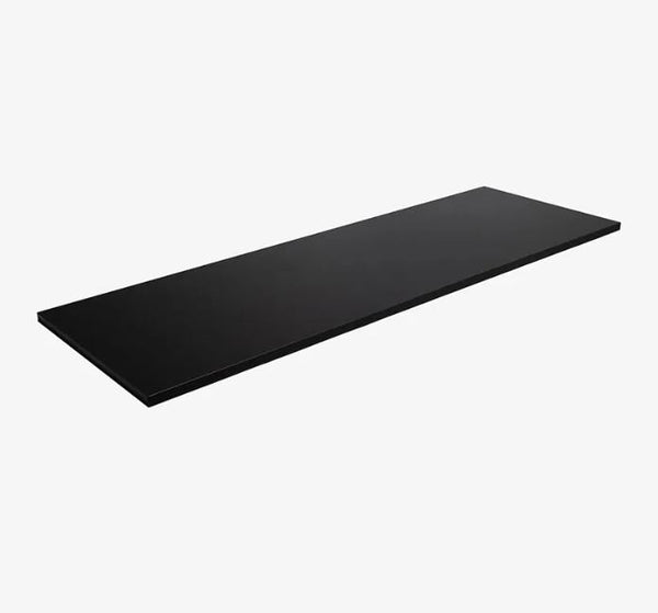 A single black melamine shelf