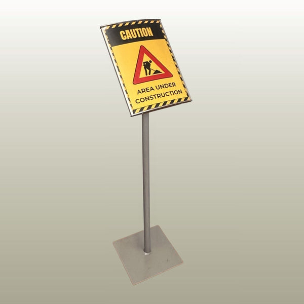 commerical floor stand signage used here as a hazard awareness zone