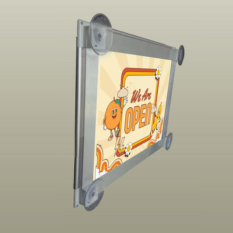 window suction mounted welcome side on glass door 