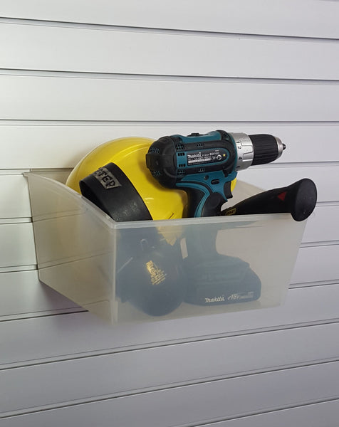  slatbox popbox display container on slatwall holding tools 