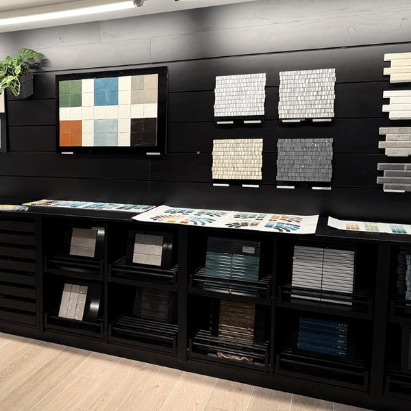 custom made slatwall with black j-inserts for a seamless look 