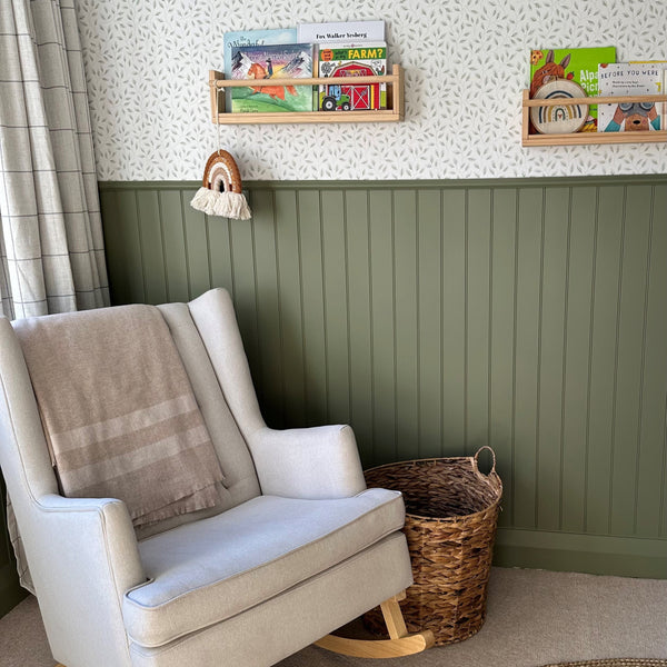 W Groove Wall Panelling Baby's bedroom painted green