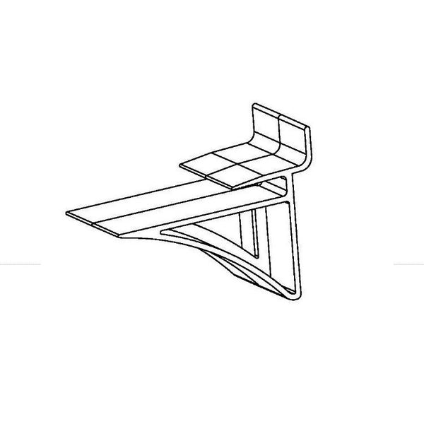 diagram of a clear polycarbonate shelf bracket for 6mm shelving
