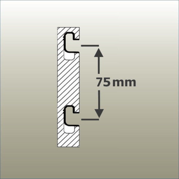 75mm Pitch Slatwall Panel illustration shown here