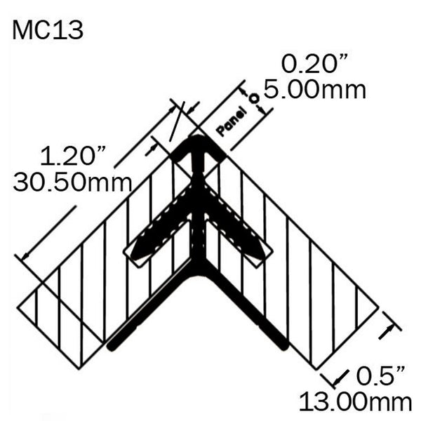 MC13 - Round Corner Join Profiles: 13mm Laminate Panels