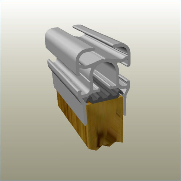 A digital rendering of an aluminium Plankwall G18 extrusion post used for framing MDF panels with the G18 capping