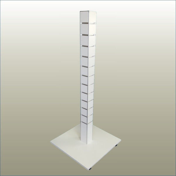 shown here is Plankwall garment retail display stand on wheels with an aluminium slimline edge detailing used for front facing vertical item display and  storage. 