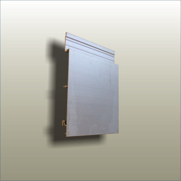 Close up of single Plankwall All Ali 150mm pitch aluminium slatwall panel