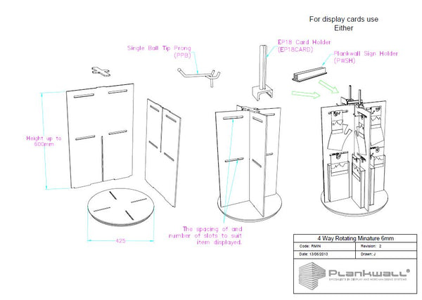 Assembly instructions for the Plankwall Counter Top Rotating Display Stand 